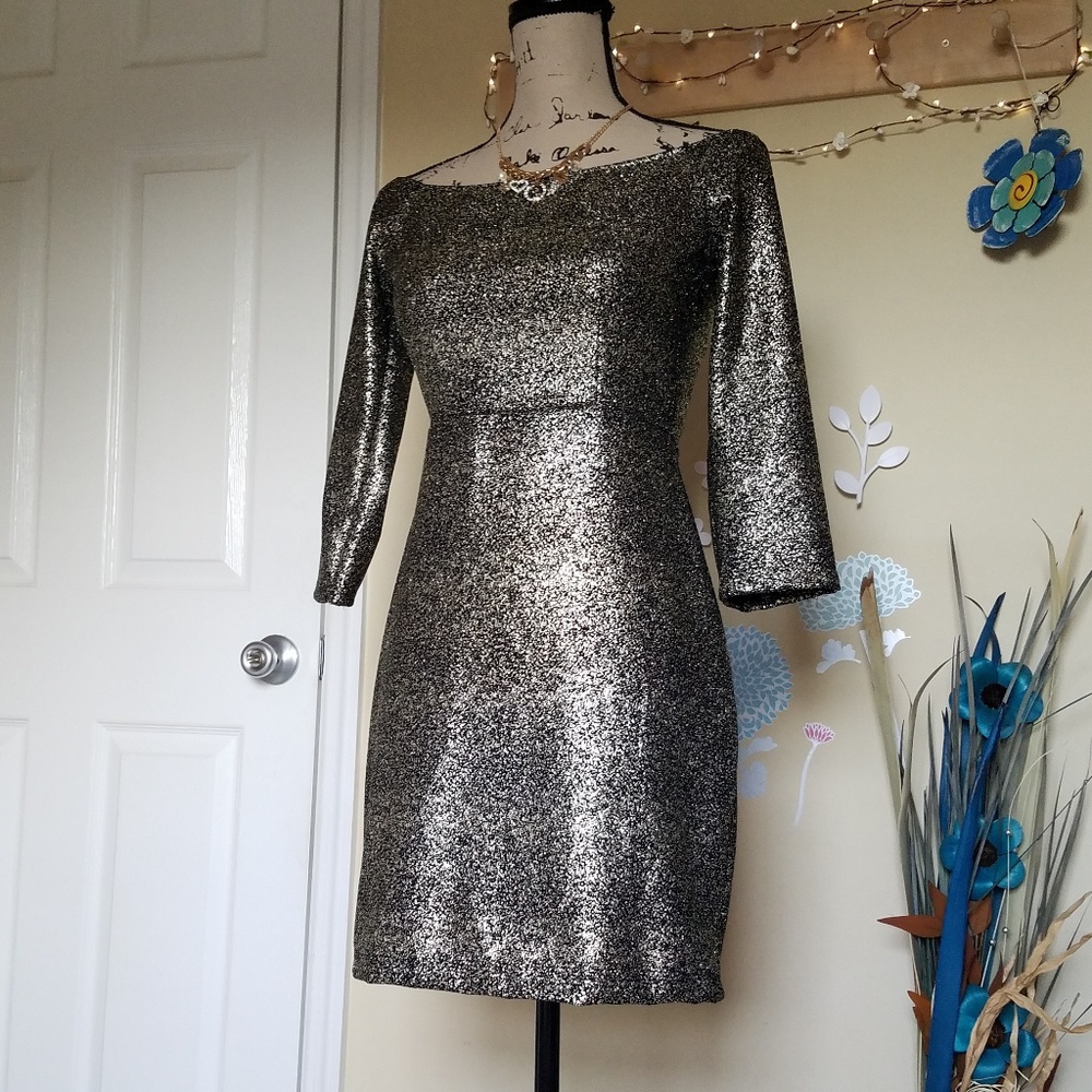 Off Shoulder Gianni Bini Metallic Dress
